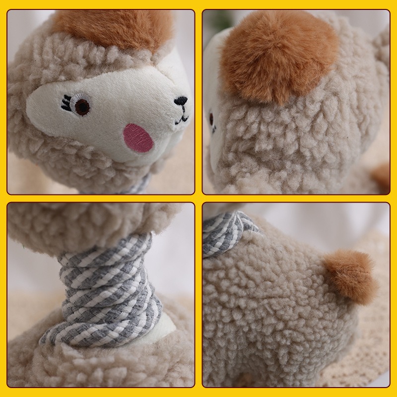 Cute Squeaky Dog Toy Cotton Rope Alpaca Bite-resistant Pet Toy