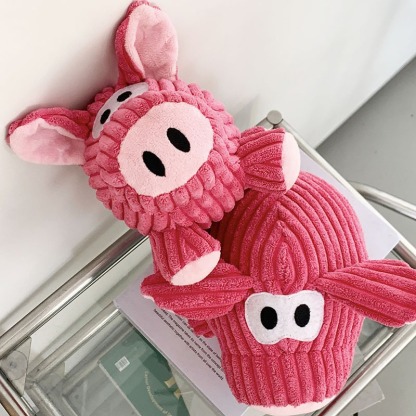 Plush Squeaky Dog Toy Cute Pink Pig Bite Resistant Pet Toy Teeth Grinding & Cleaning