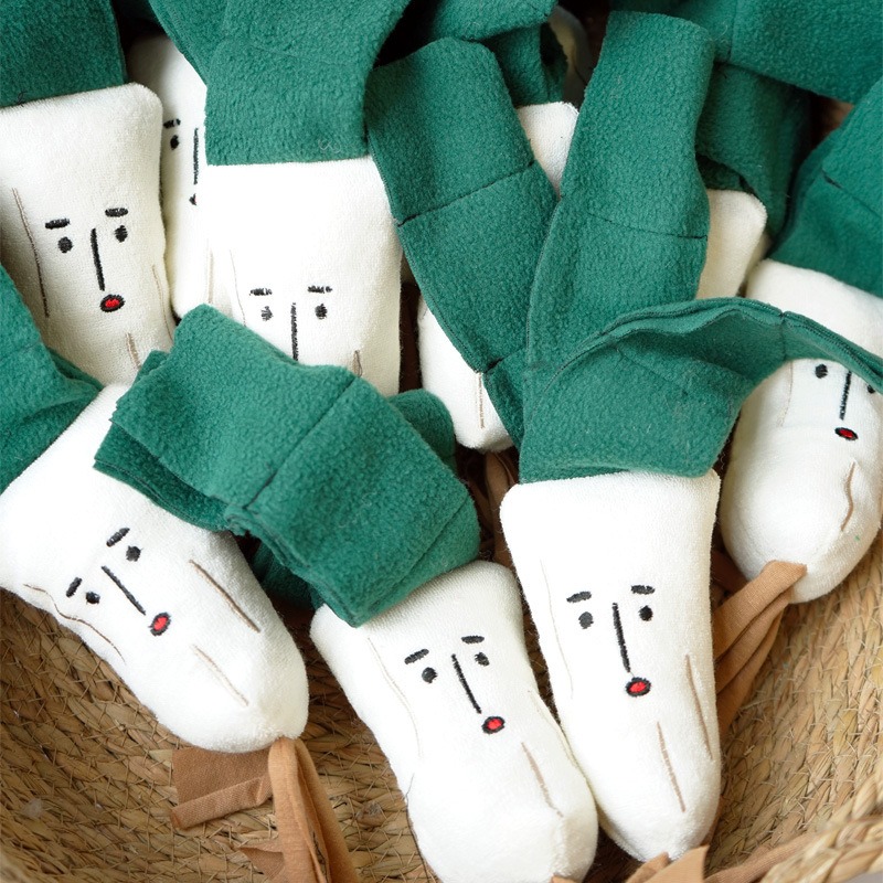 Korean Style Plush Squeaky Dog Toy Sniff Hide Food Carrot Eggplant Mushroom Scallion