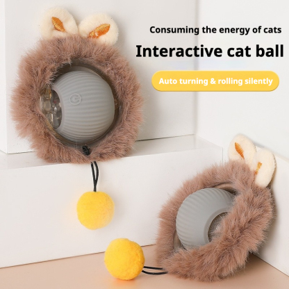 2025 New Automatic Cat Toy Ball USB Charger Electric Smart Dog Ball Silicone Interactive Cat Toys Rolling Ball With Plush