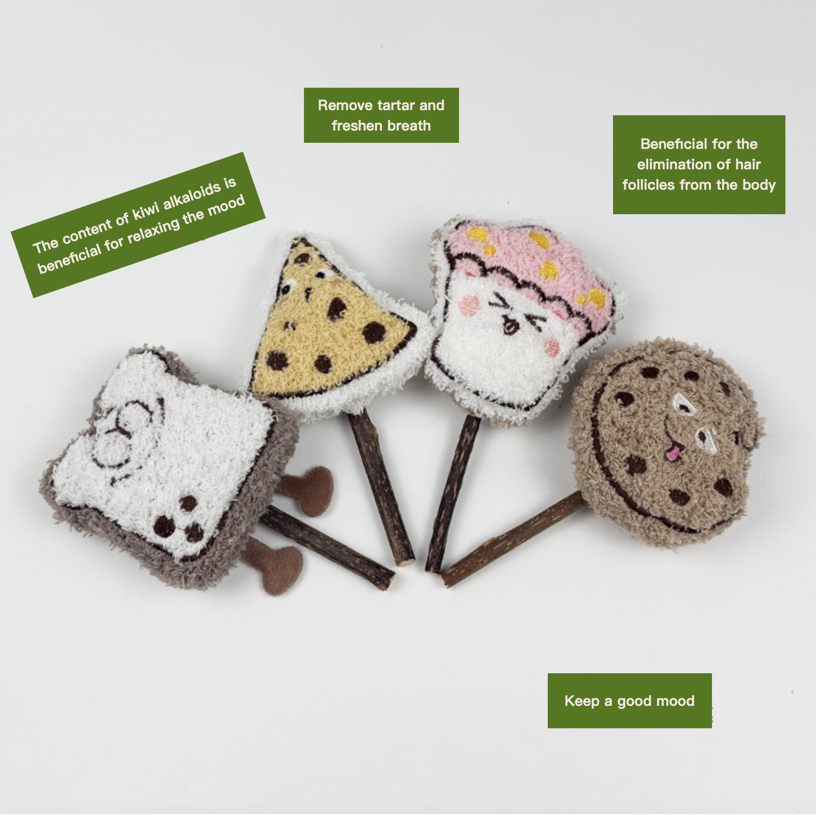 New Bakery Series Teeth Grinding & Cleaning Silvervine Plush Cat Chewing Toy