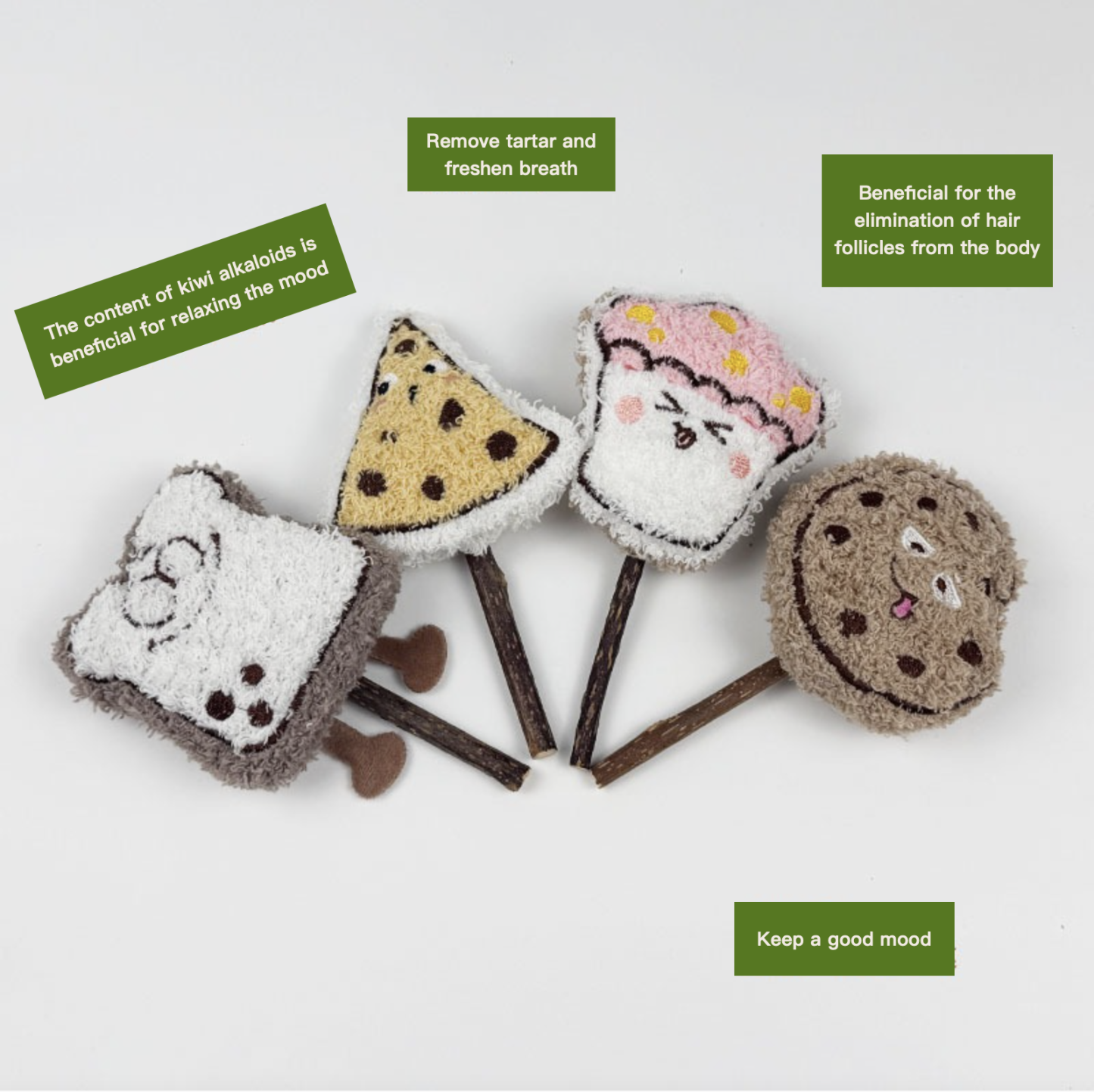 New Bakery Series Teeth Grinding & Cleaning Silvervine Plush Cat Chewing Toy