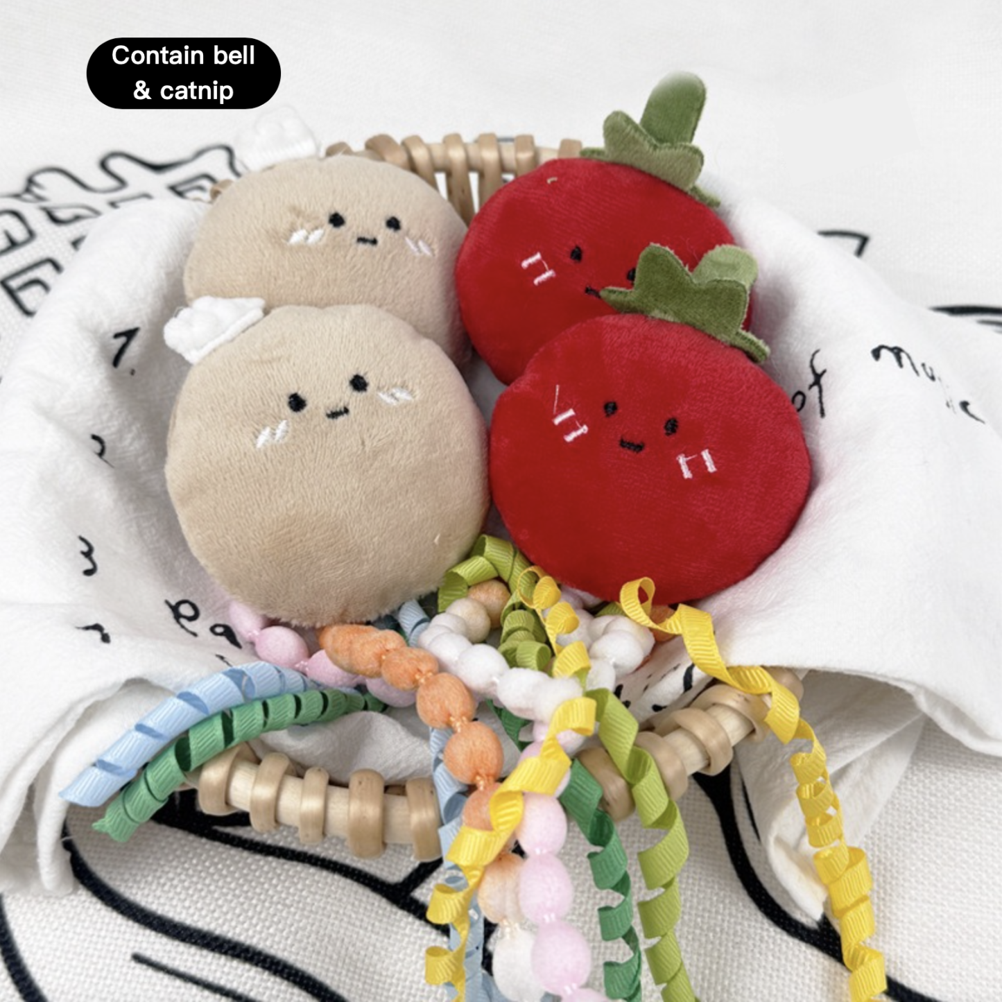 Plush Cat Interactive Toy Contain Bell & Catnip Potato Tomato