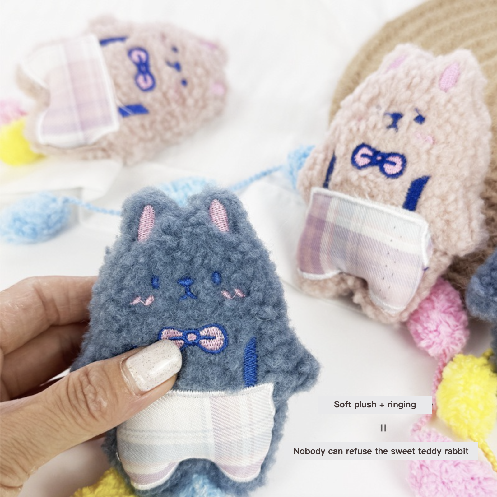 Cute Cartoon Plush Cat Interactive Toy Teddy Rabbit Contain Bell