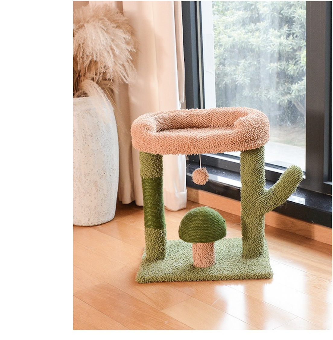 Integrated Small Cactus Cat Tree Sisal Cat Scratching Post For Climbing With Handing Ball