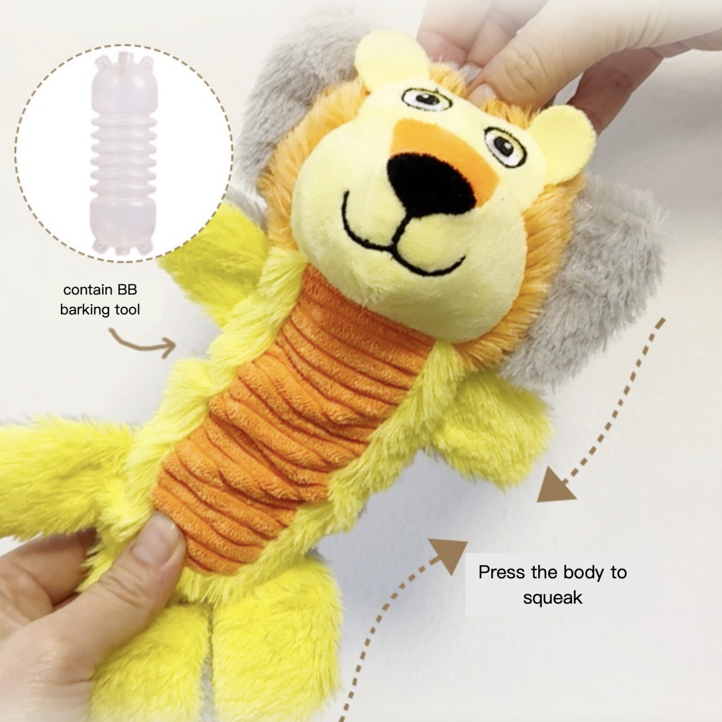 Double-sided Squeaky Dog Toy Teeth Cleaning Teeth Grinding Lion & Elephant Raccoon & Dragon