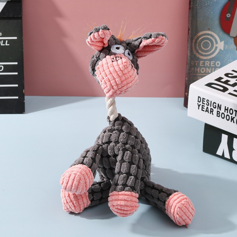 Squeaky Dog Toy Cute Donkey Shape Teeth Cleaning Teeth Grinding Imitation Corn Kernels