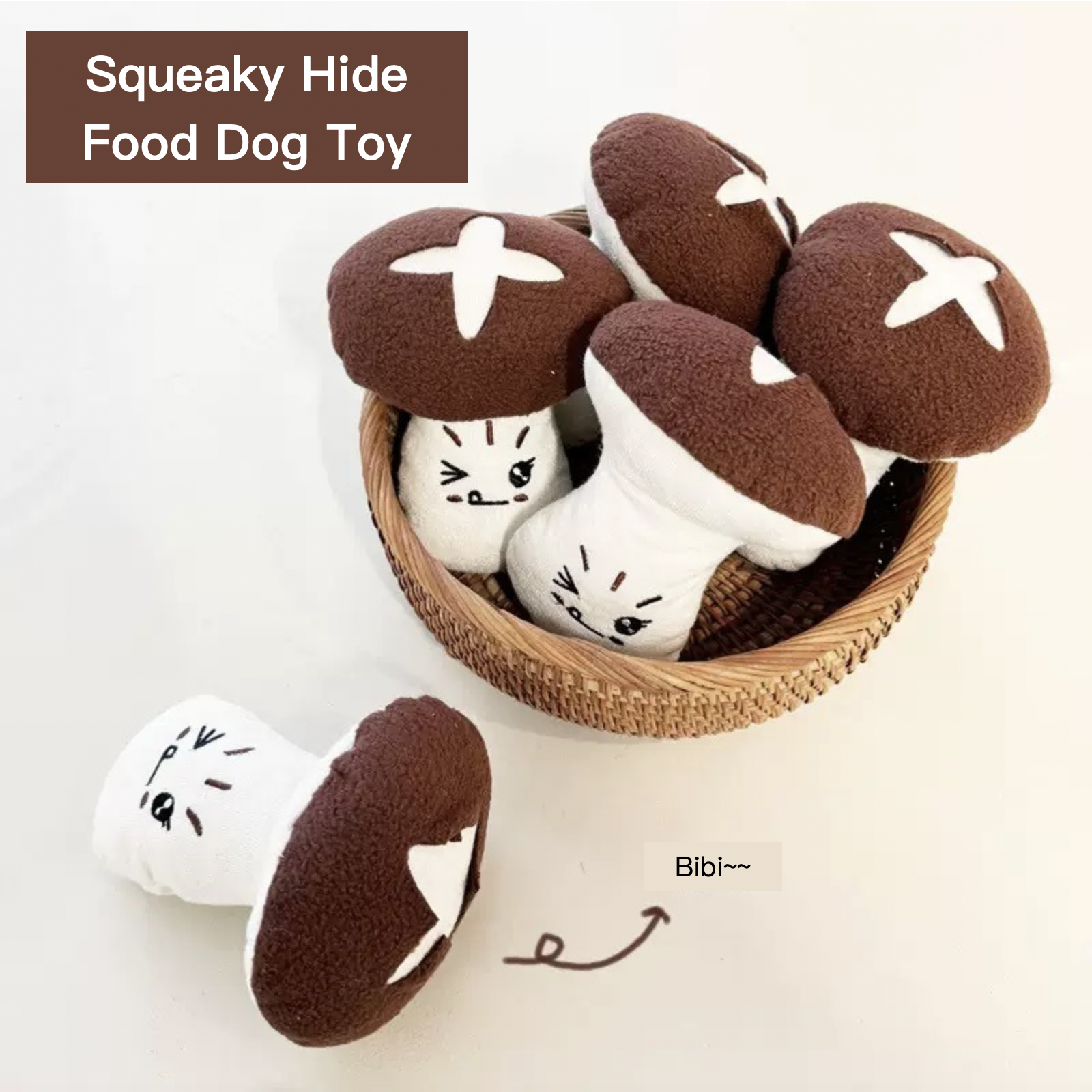 Korean Style Plush Squeaky Dog Toy Sniff Hide Food Carrot Eggplant Mushroom