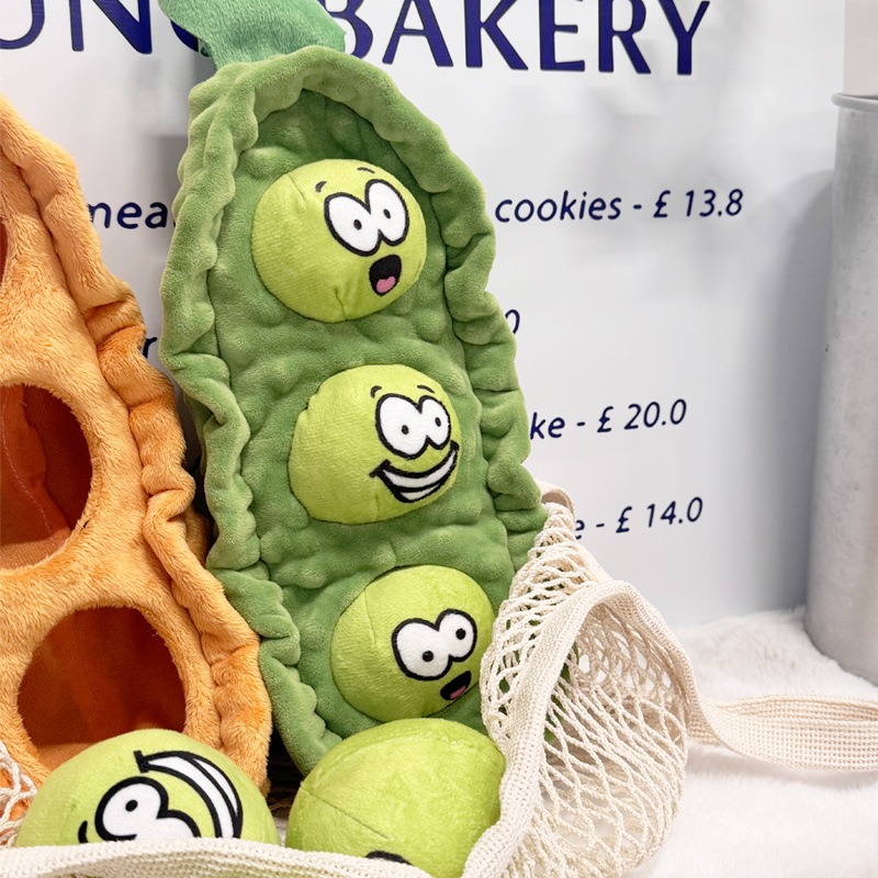 Pea Brothers Sniff Hide Food Dog Toy Squeaky Bite Resistant Pet Toy Orange Green