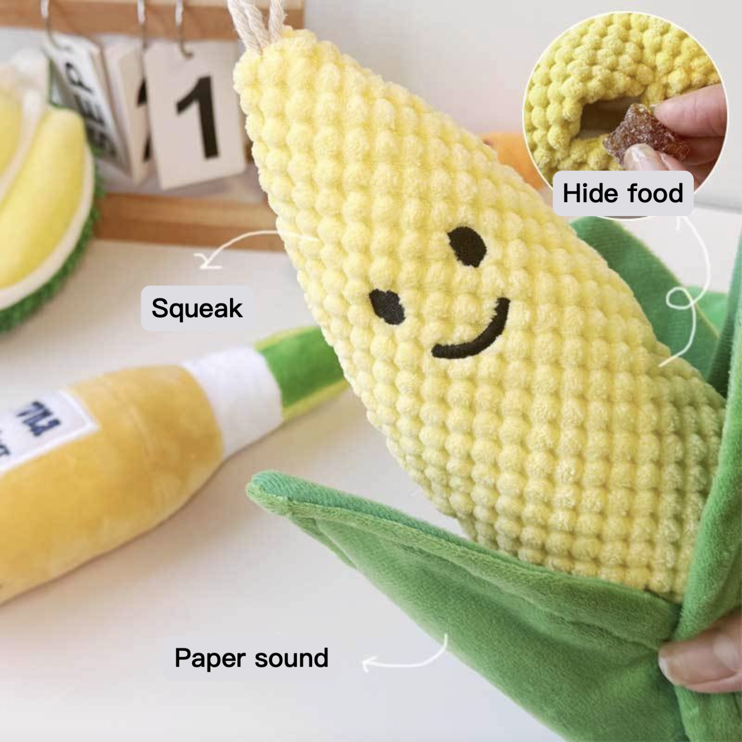 Corn Sniff Hide Food Dog Toy Squeaky Paper Sound Bite Resistant Pet Toy