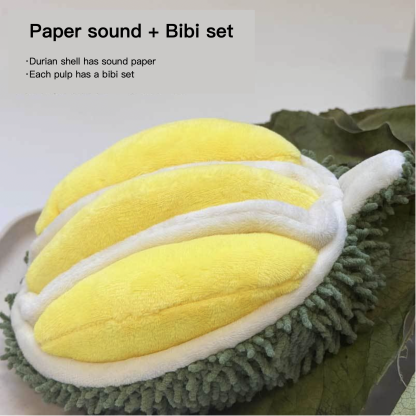 Plush Durian Hide Food Dog Toy Squeaky Paper Sound Bite Resistant Pet Toy