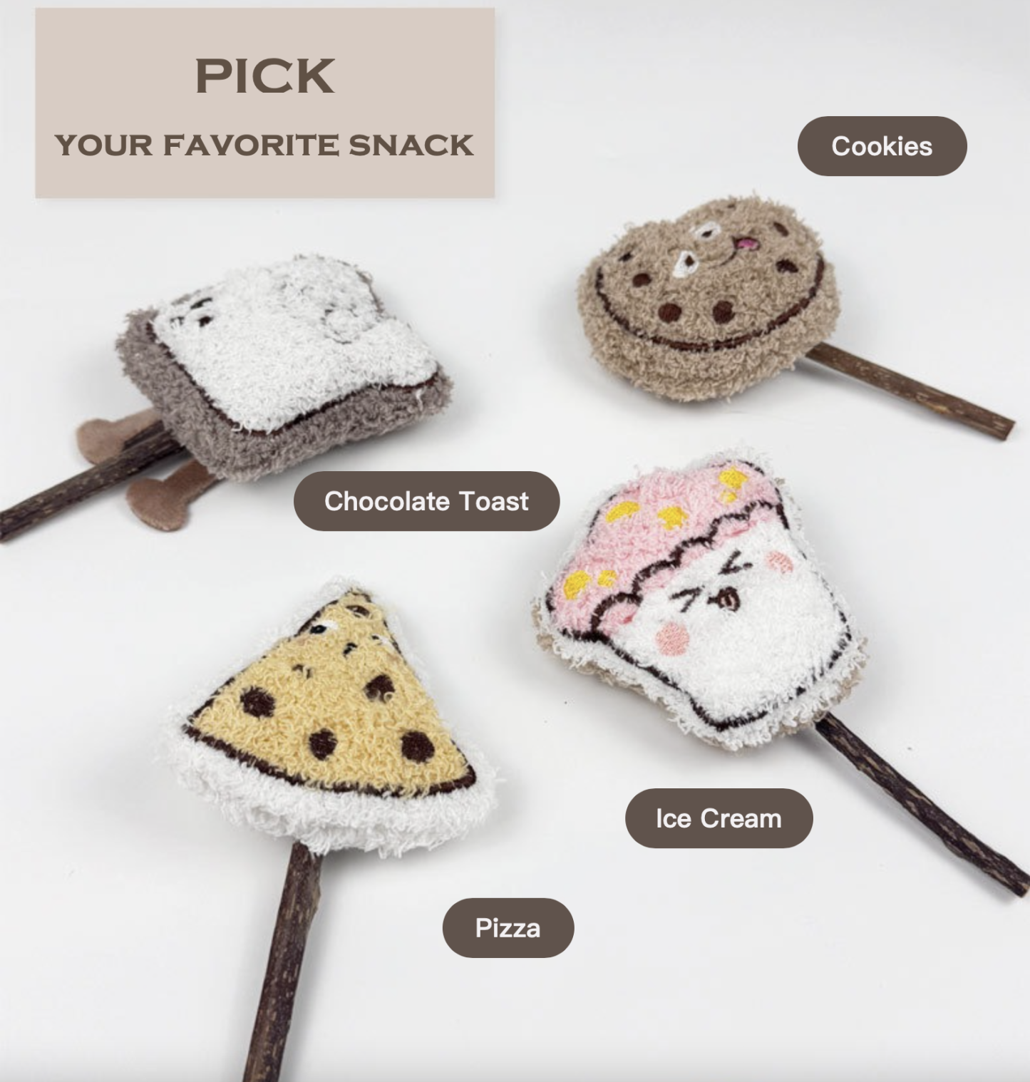 New Bakery Series Teeth Grinding & Cleaning Silvervine Plush Cat Chewing Toy