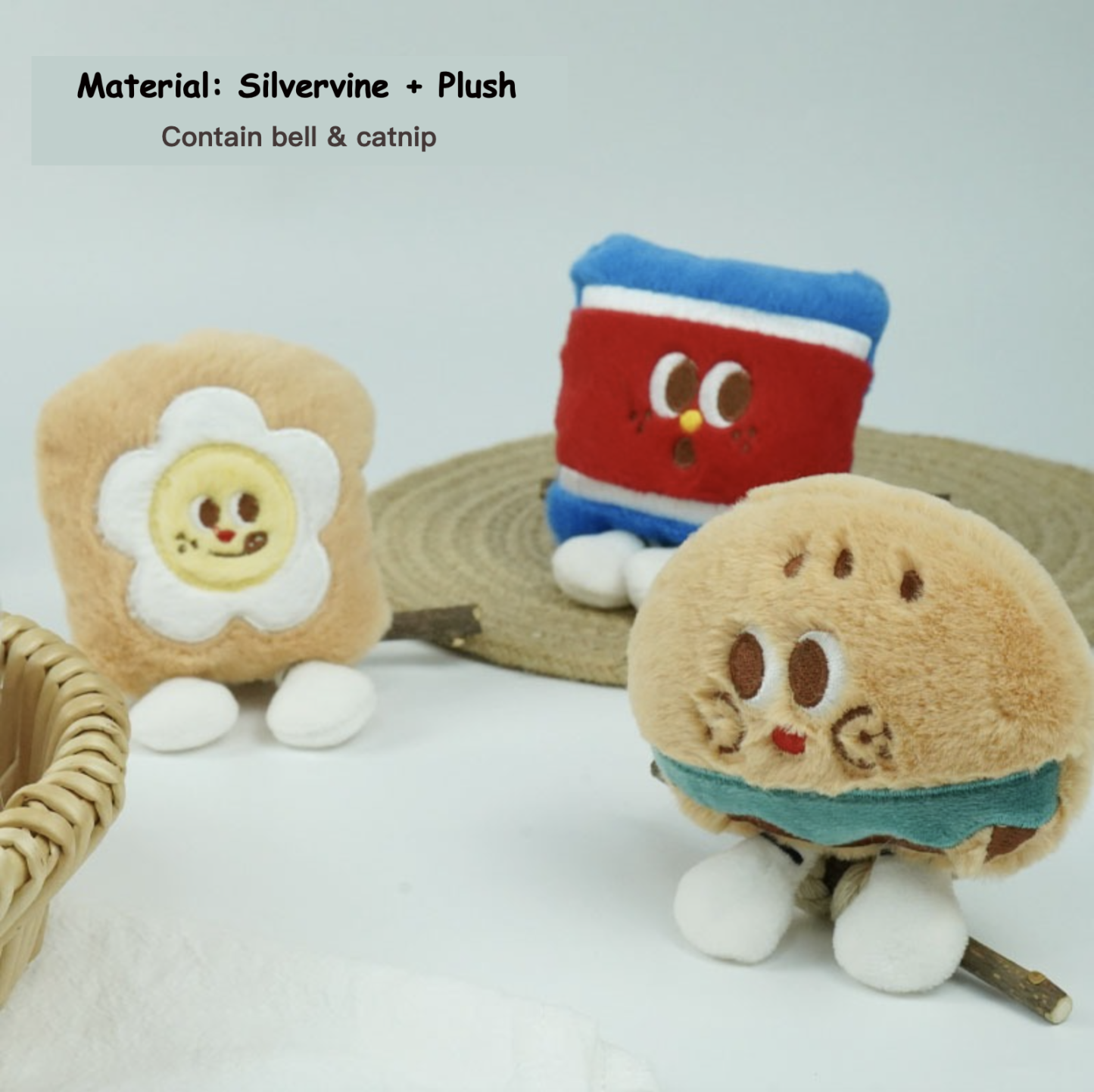 Plush Cat Teeth Cleaning & Grinding Silvervine Chewing Toy Contain Bell  & Catnip