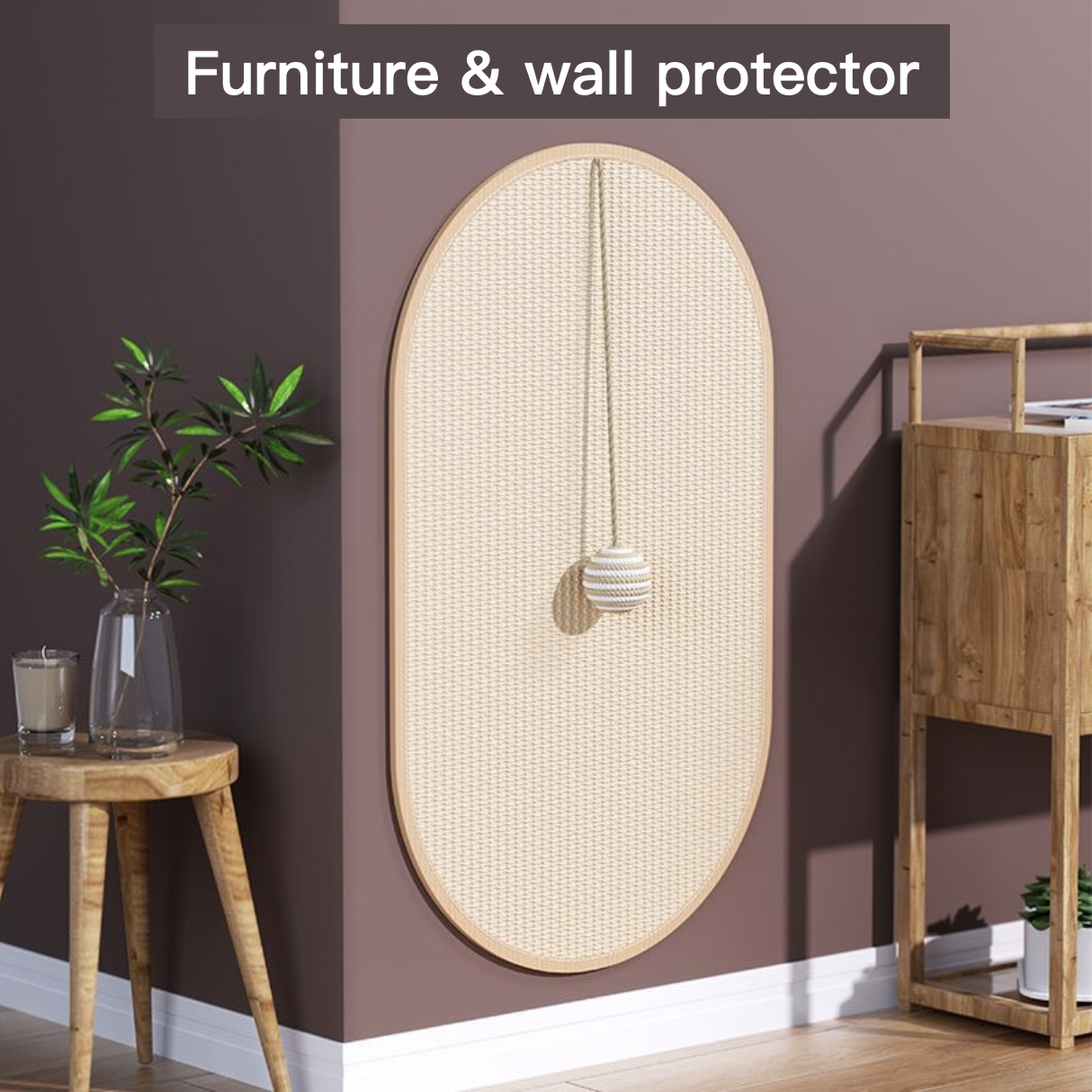 Sisal Cat Scratching Pad With Ball Furniture & Wall Protector Medium/Large Ellipse House Shapes