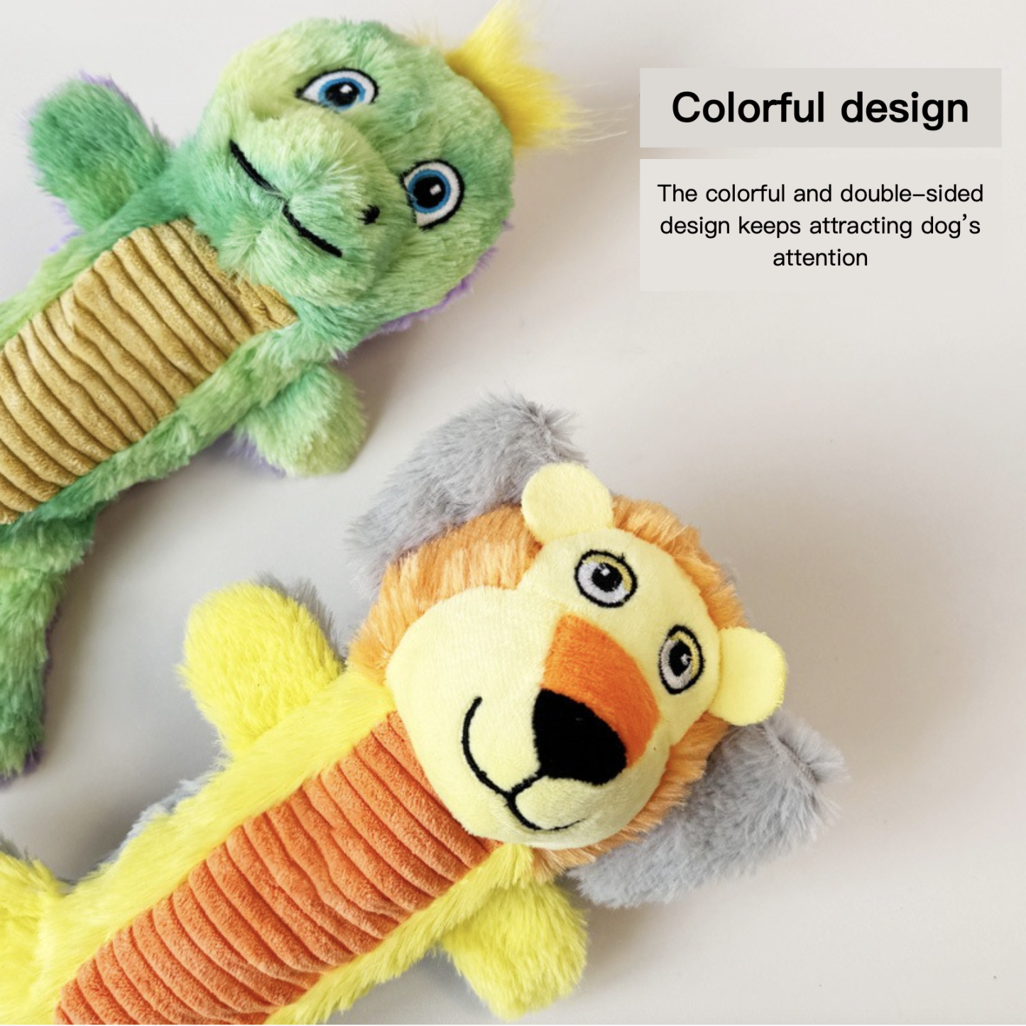 Double-sided Squeaky Dog Toy Teeth Cleaning Teeth Grinding Lion & Elephant Raccoon & Dragon