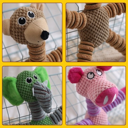Cute Plush Dog Squeaky Toy Bite Resistant Chewing Toy Pig Bear Elephant
