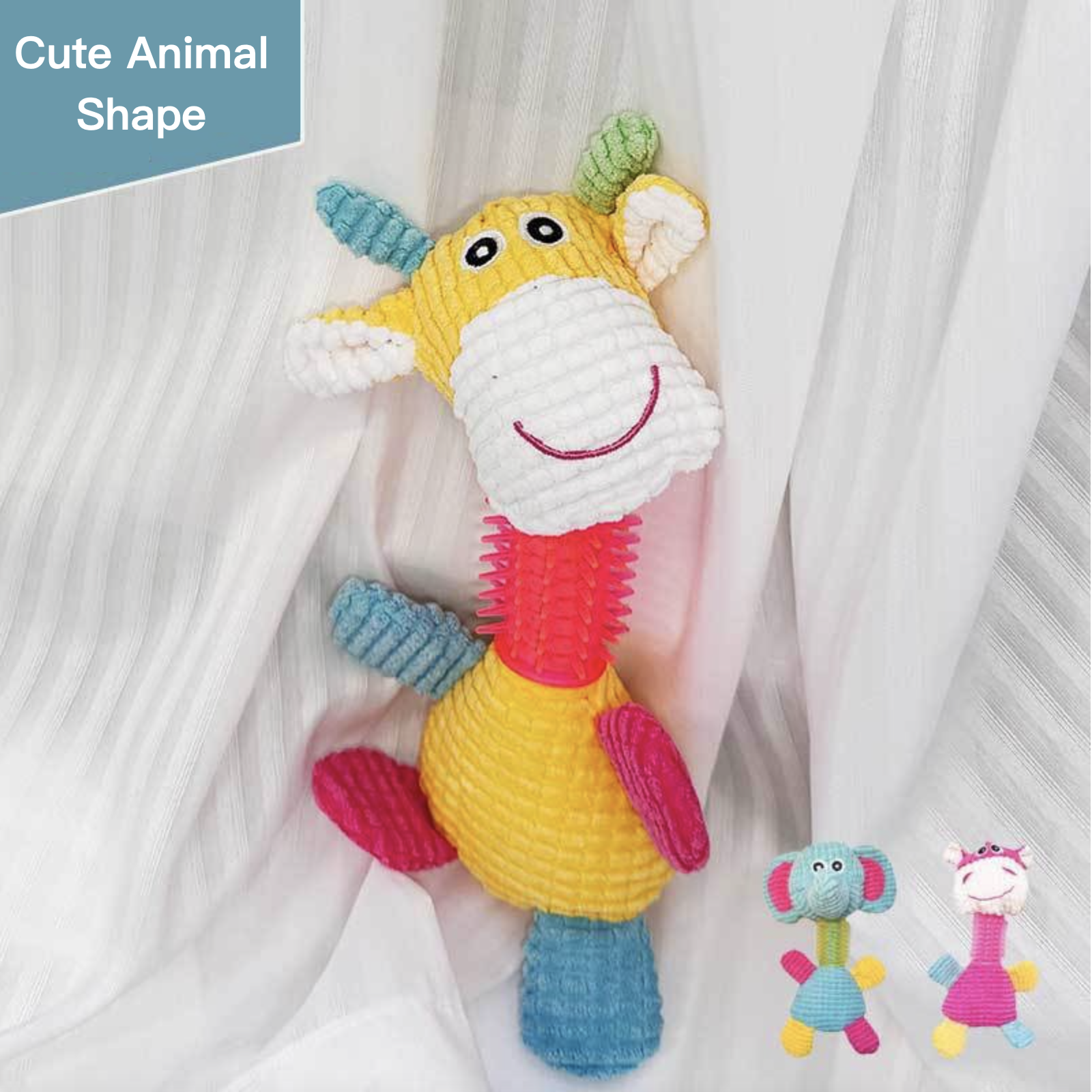 Bite Resistant Squeaky Dog Toy Teeth Cleaning Teeth Grinding Hippo Giraffe Elephant