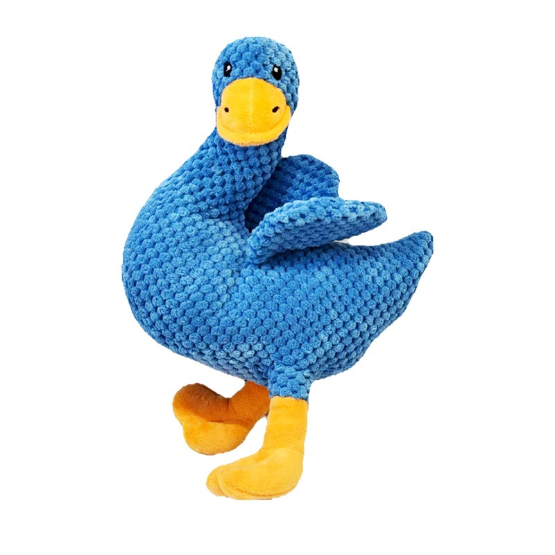 Squeaky Chewing Dog Toy Crooked Nosed Duck 3 Colors Blue Yellow Green
