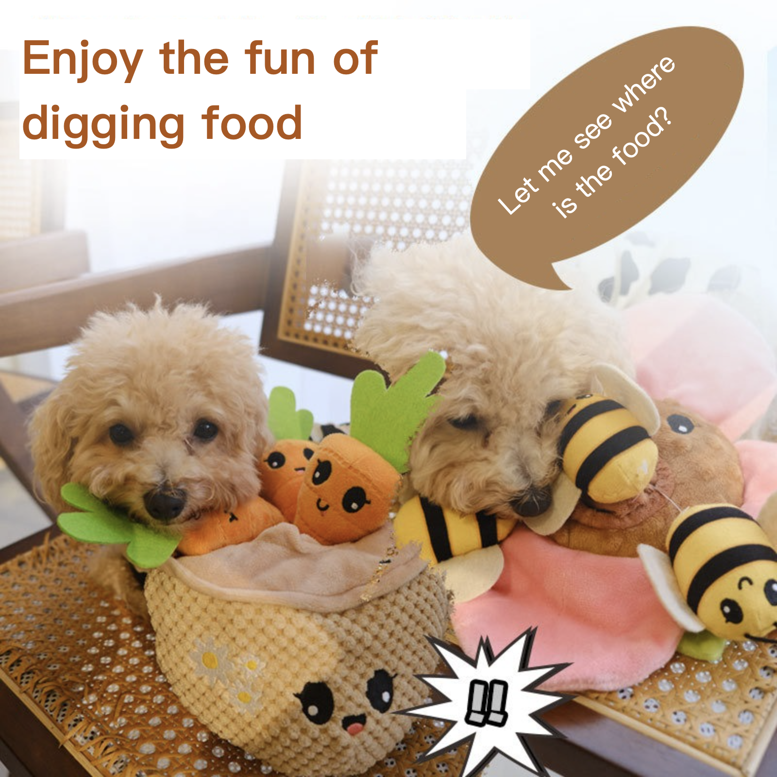 Cute Dog Paper Sound BB Set Toys Bite-resistant Plush Toys Bee Set Carrot Set