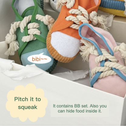 Washable High & Low Cut Shoe Bite-resistant Squeaky Hidden Food Dog Toy 5 Colors