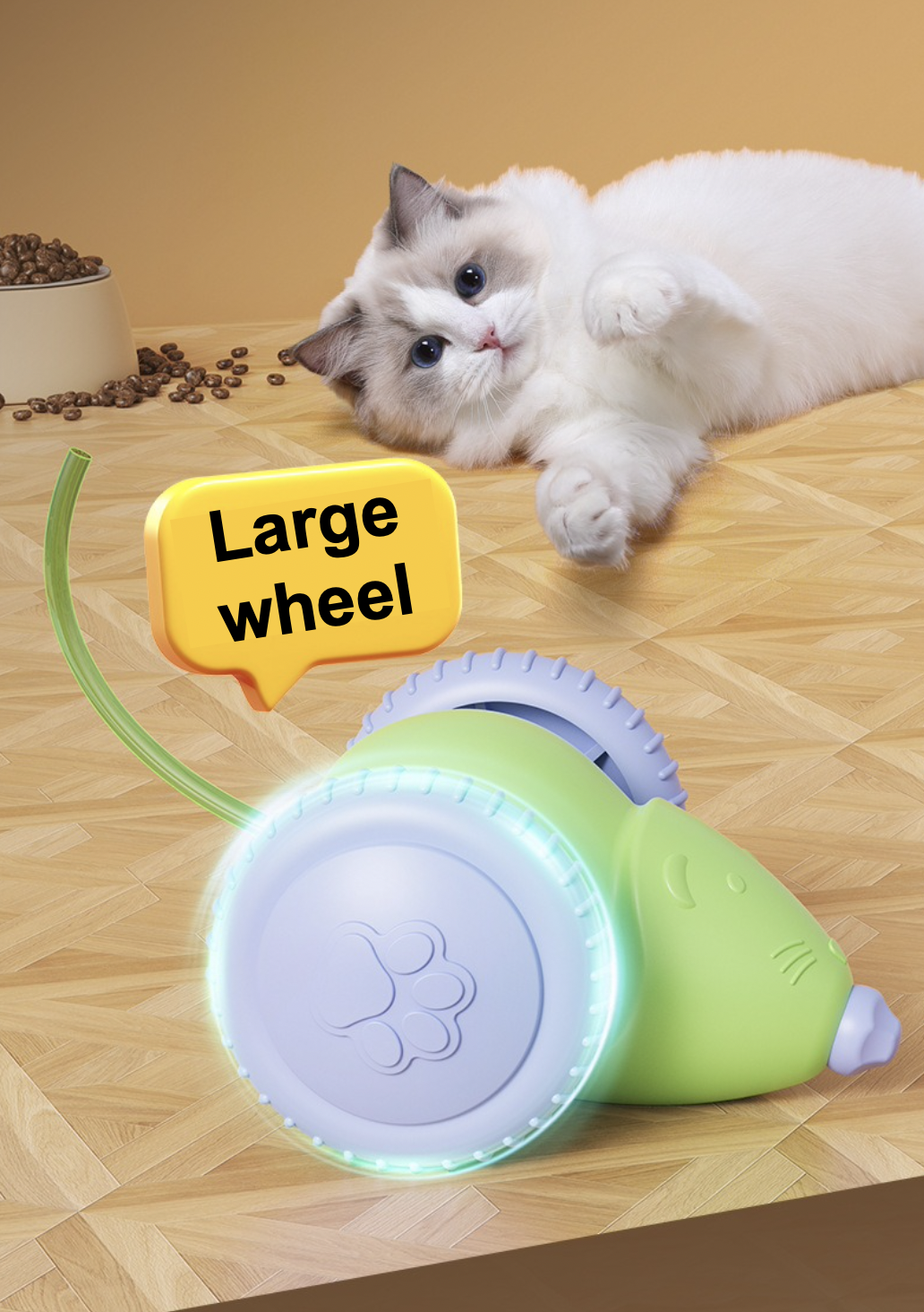 Cute Little Mouse Shape Cat Interactive Toy Rechargeable Automatic Obstacle Avoidance Green/White