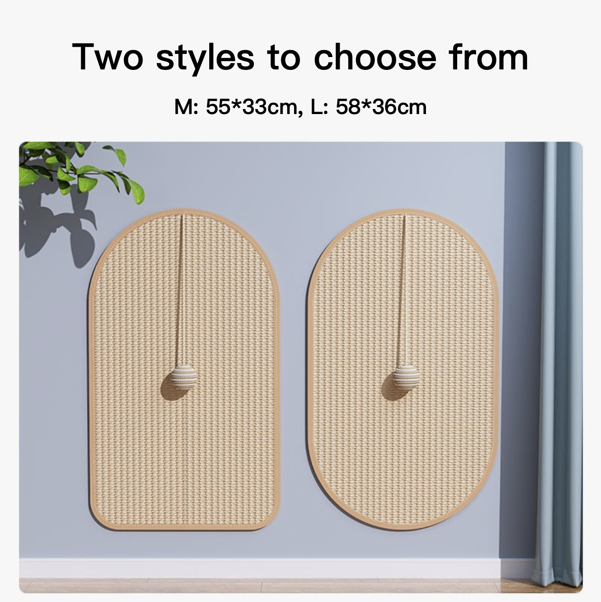 Sisal Cat Scratching Pad With Ball Furniture & Wall Protector Medium/Large Ellipse House Shapes