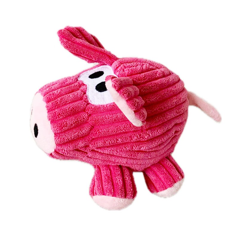 Plush Squeaky Dog Toy Cute Pink Pig Bite Resistant Pet Toy Teeth Grinding & Cleaning