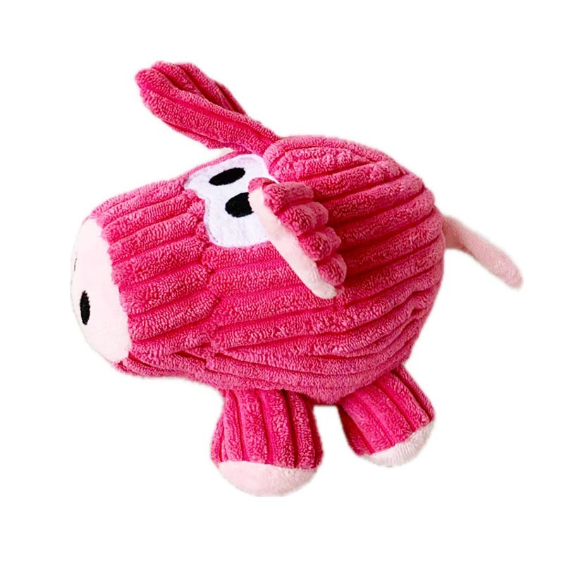 Plush Squeaky Dog Toy Cute Pink Pig Bite Resistant Pet Toy Teeth Grinding & Cleaning