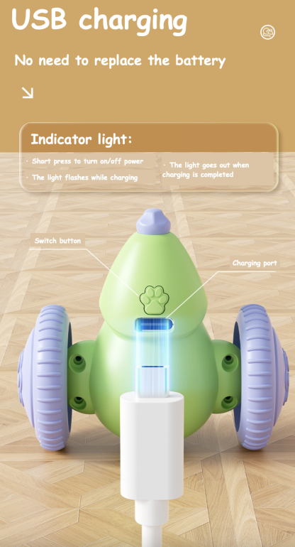 Cute Little Mouse Shape Cat Interactive Toy Rechargeable Automatic Obstacle Avoidance Green/White