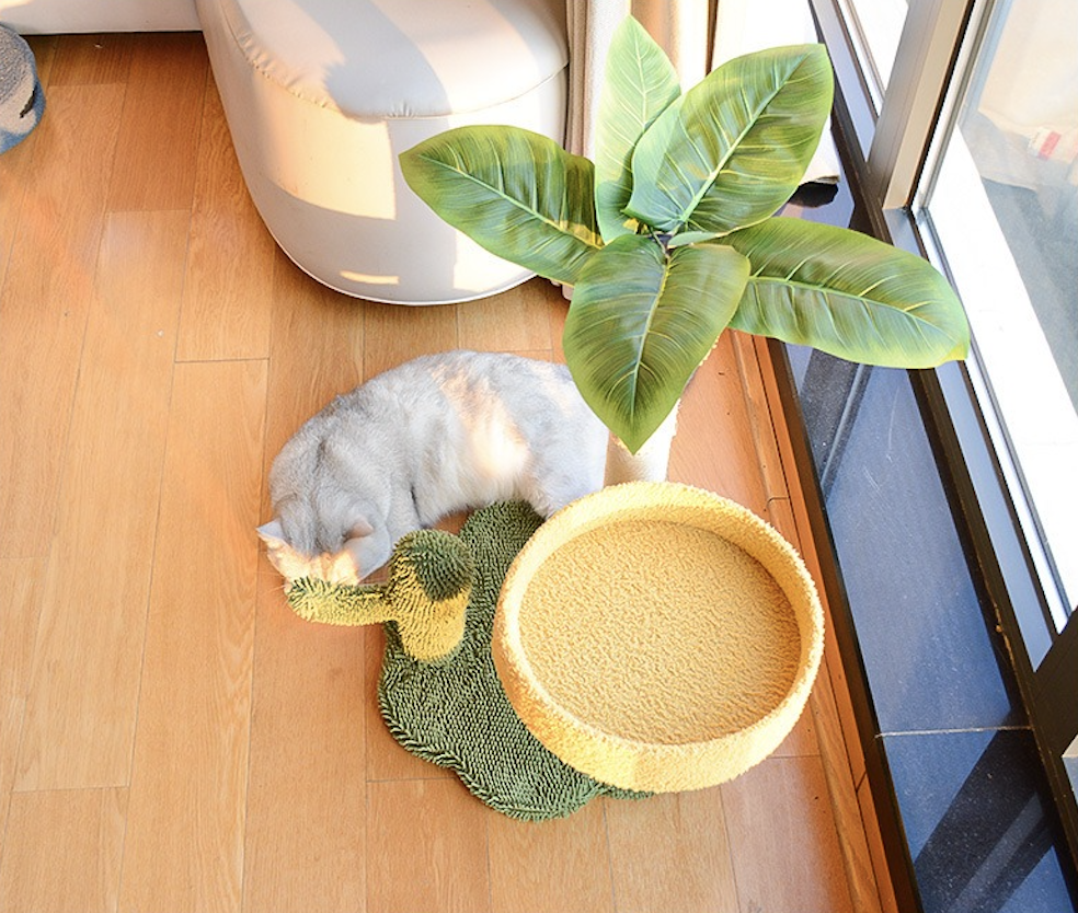 Cute Simulated Coconut Tree Cactus Scratching Post With Platform & Nest Large Space