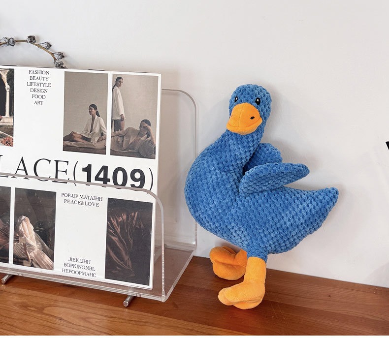 Squeaky Chewing Dog Toy Crooked Nosed Duck 3 Colors Blue Yellow Green