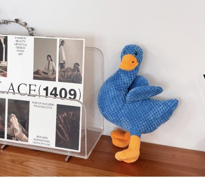 Squeaky Chewing Dog Toy Crooked Nosed Duck 3 Colors Blue Yellow Green