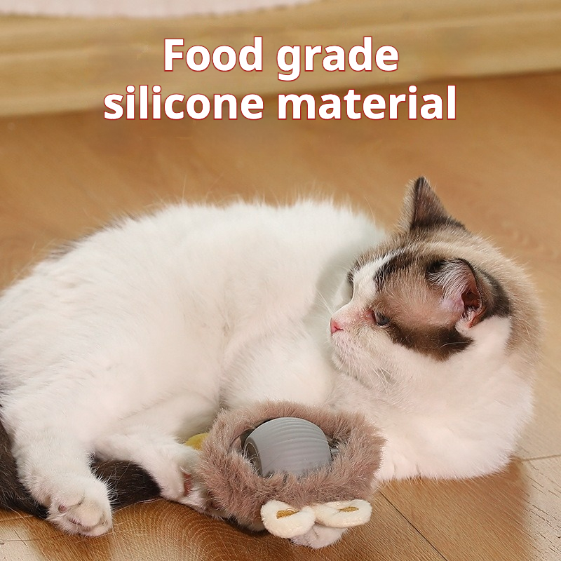 2025 New Automatic Cat Toy Ball USB Charger Electric Smart Dog Ball Silicone Interactive Cat Toys Rolling Ball With Plush