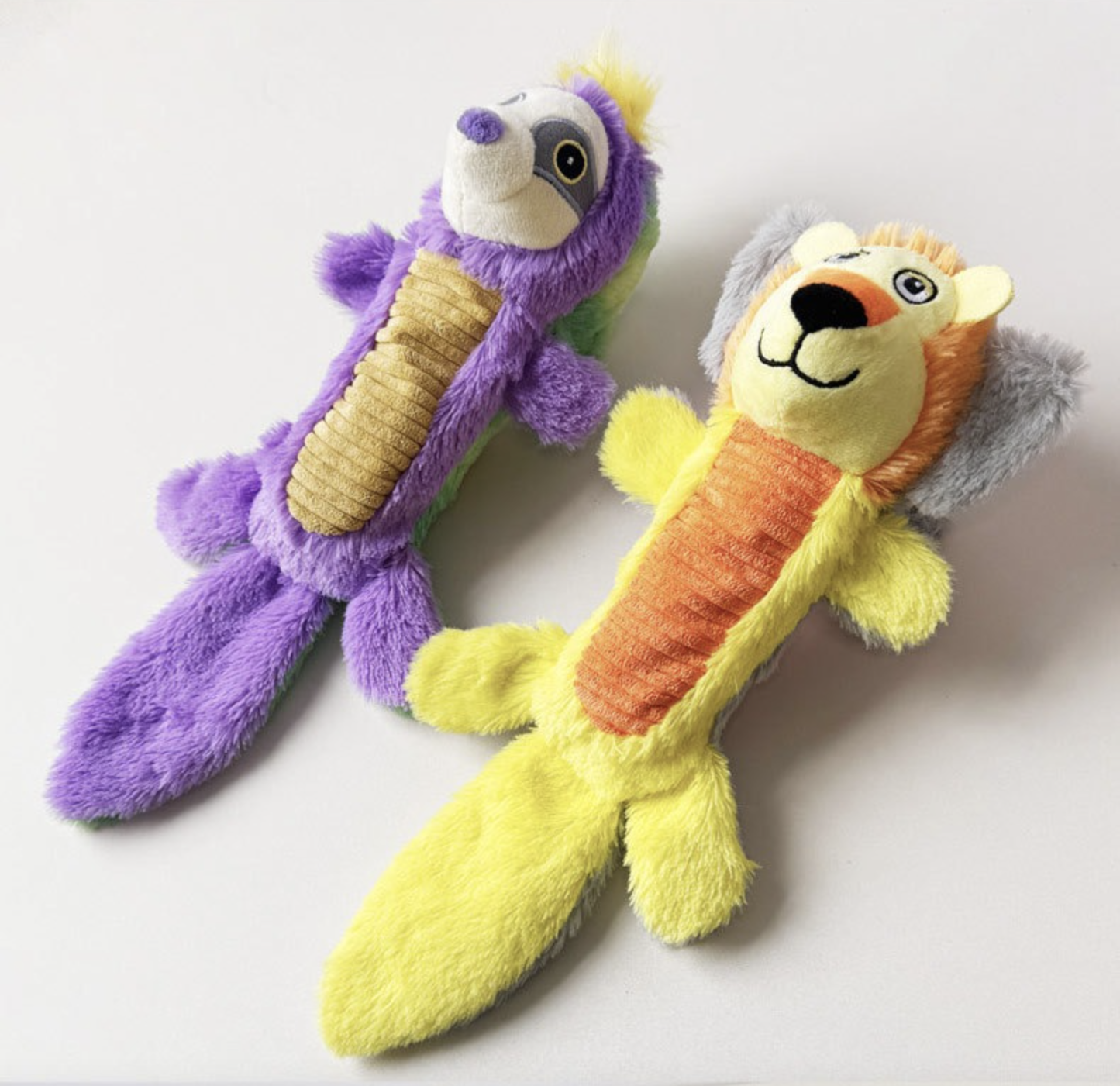 Double-sided Squeaky Dog Toy Teeth Cleaning Teeth Grinding Lion & Elephant Raccoon & Dragon