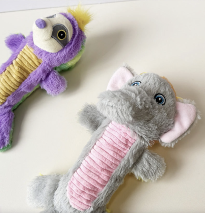 Double-sided Squeaky Dog Toy Teeth Cleaning Teeth Grinding Lion & Elephant Raccoon & Dragon