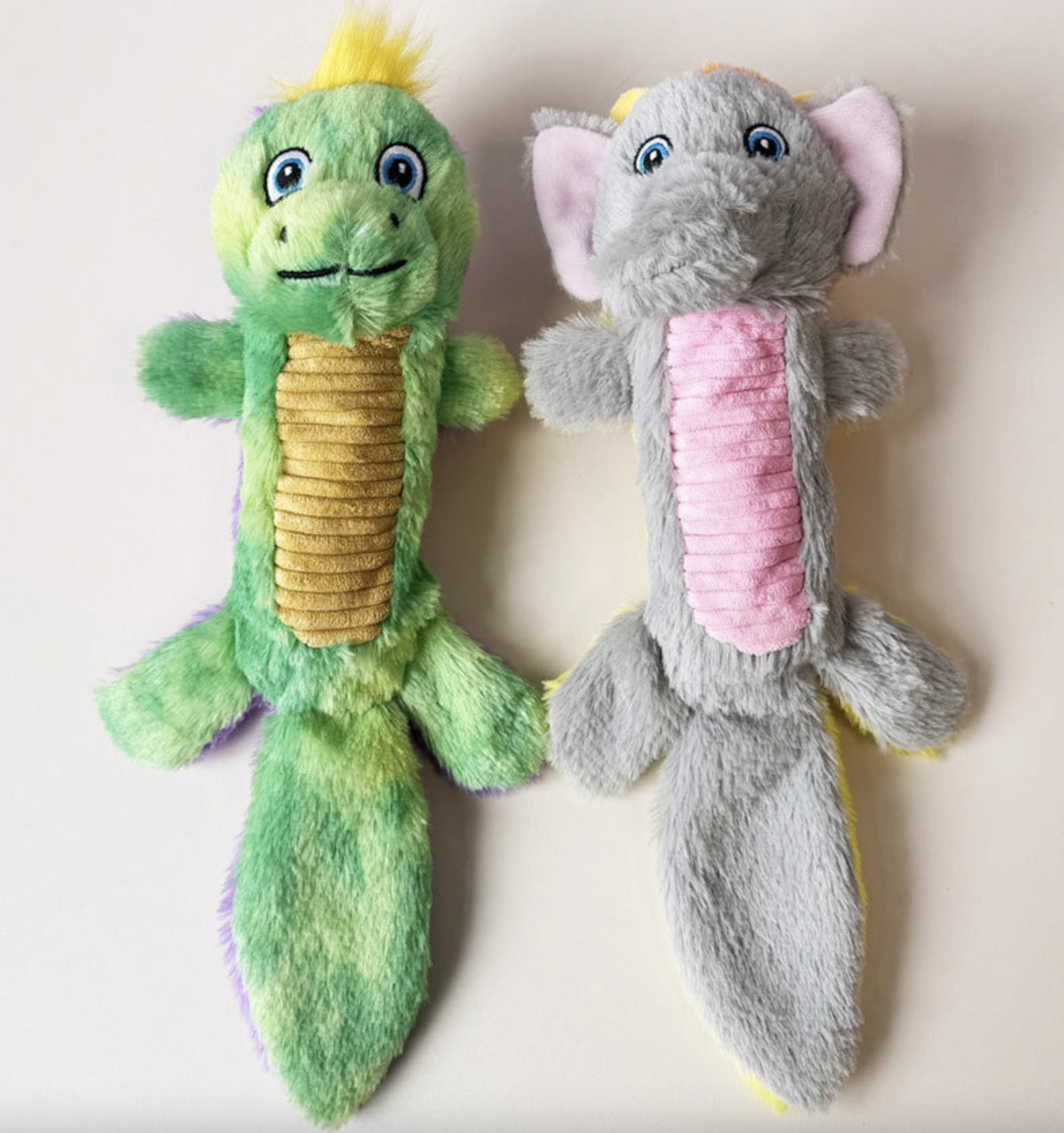Double-sided Squeaky Dog Toy Teeth Cleaning Teeth Grinding Lion & Elephant Raccoon & Dragon