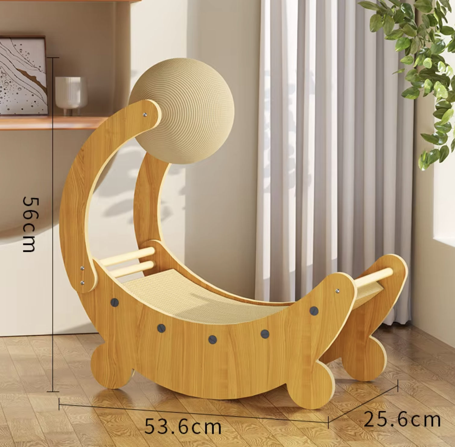 Durable Medium & Large Corrugated Paper Cat Scratching Pad With Ball Moon Shape Wood Stand Replaced