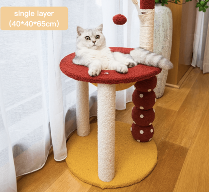 Novelty Style Candied Haws On A Stick Multi Layers Sisal Cat Tree With Hanging Ball Space Capsule Nest Cat House