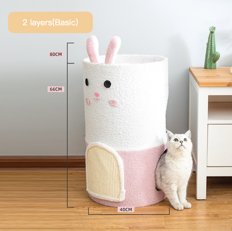Integrated Large Cute Rabbit Removable Sisal Barrel With Double-layer 