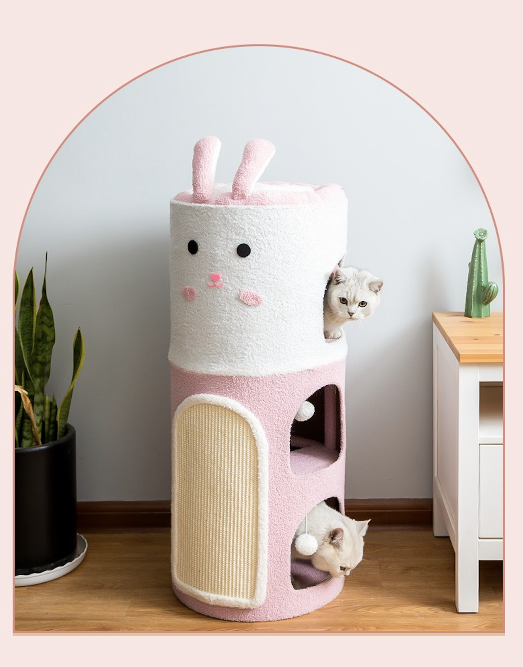 Integrated Large Cute Rabbit Removable Sisal Barrel With Double-layer & Three-layer Cat House