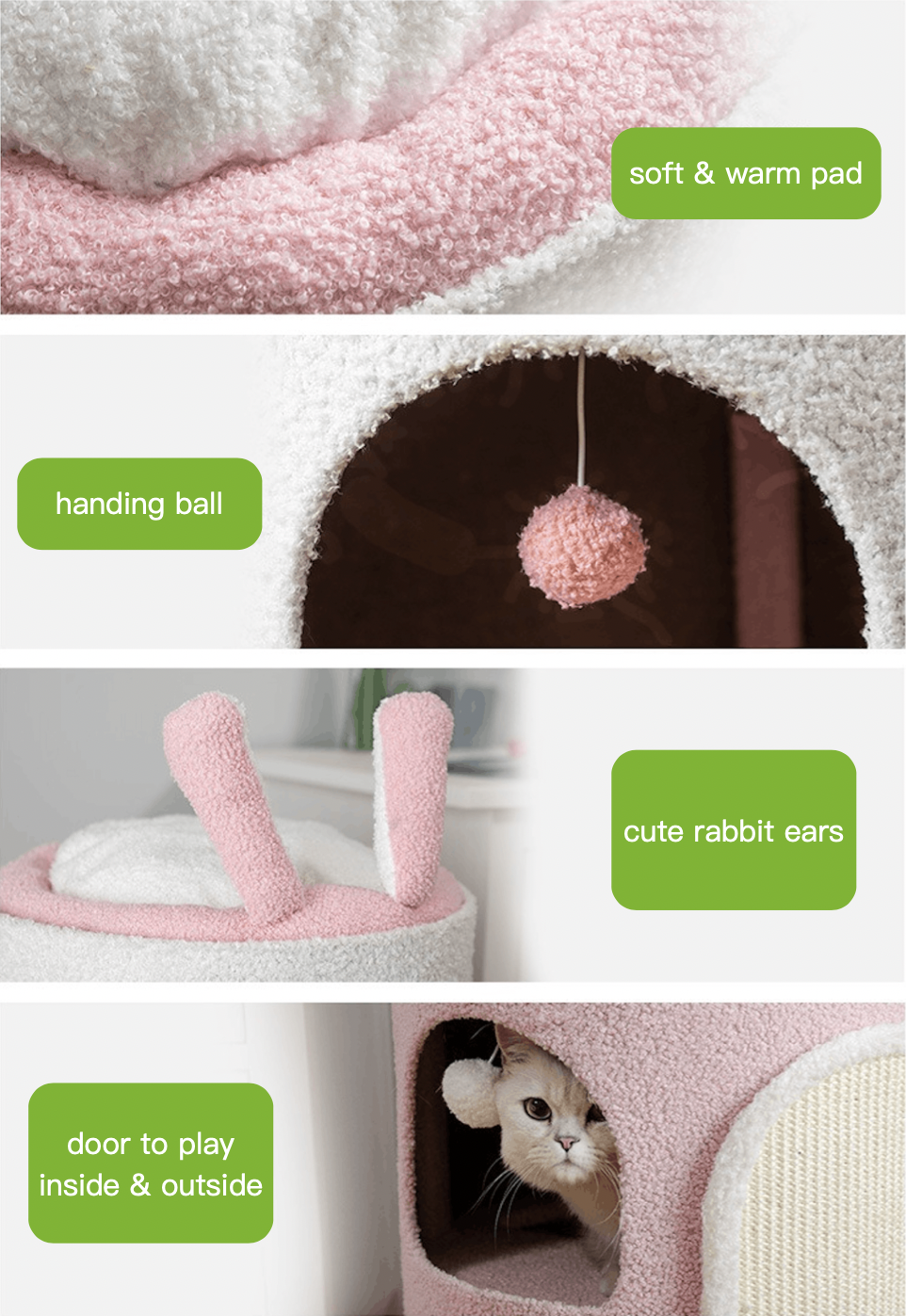 Integrated Large Cute Rabbit Removable Sisal Barrel With Double-layer & Three-layer Cat House