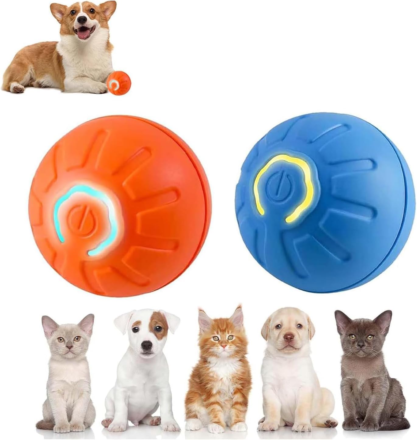 Cat Electronic Ball Rechargeable Prop Pet Toy 4 Types Colorful Light Flexible Running