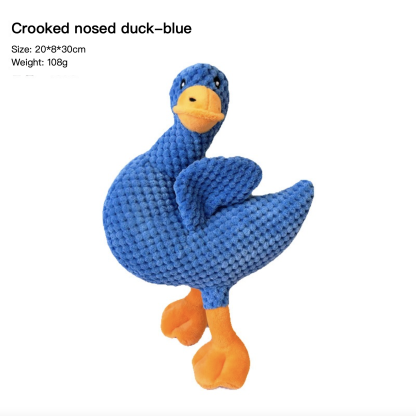 Squeaky Chewing Dog Toy Crooked Nosed Duck 3 Colors Blue Yellow Green