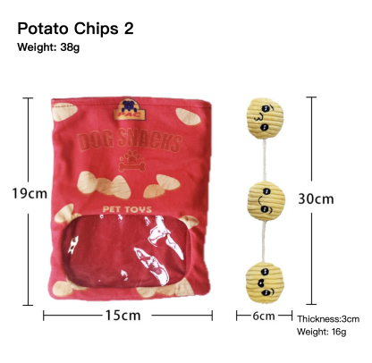 Dog Sounding Plush Toys Chasing Interactive Chew Toys Pet Paper Sound Toys Potato Chips Cheese Balls Hamburger Set
