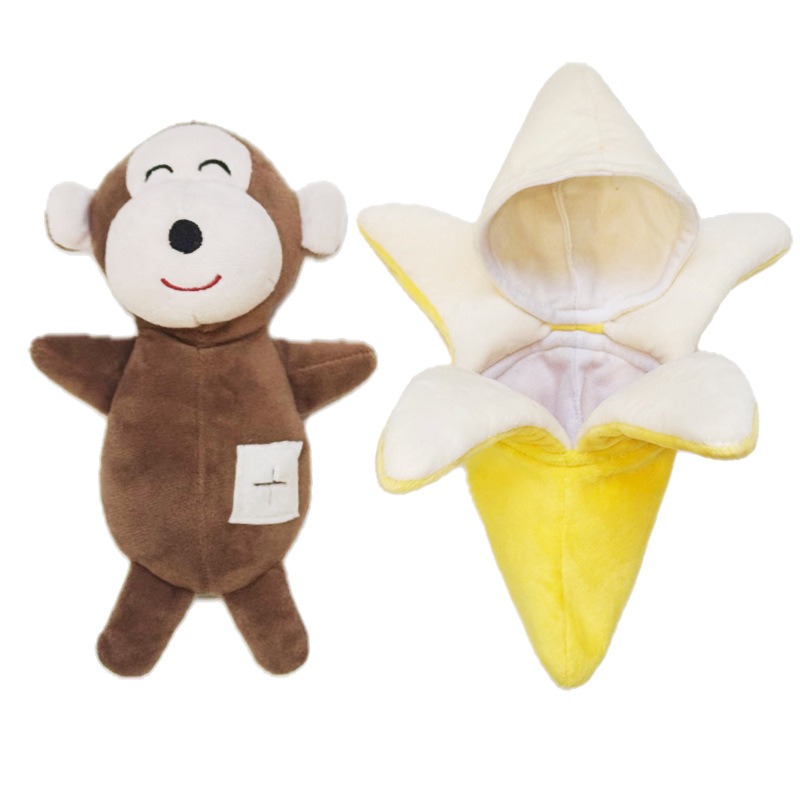 Plush Pet Toy Dog Sniff Toy Paper Sound BB Squeaky Toy Banana Monkey Carrot Rabbit