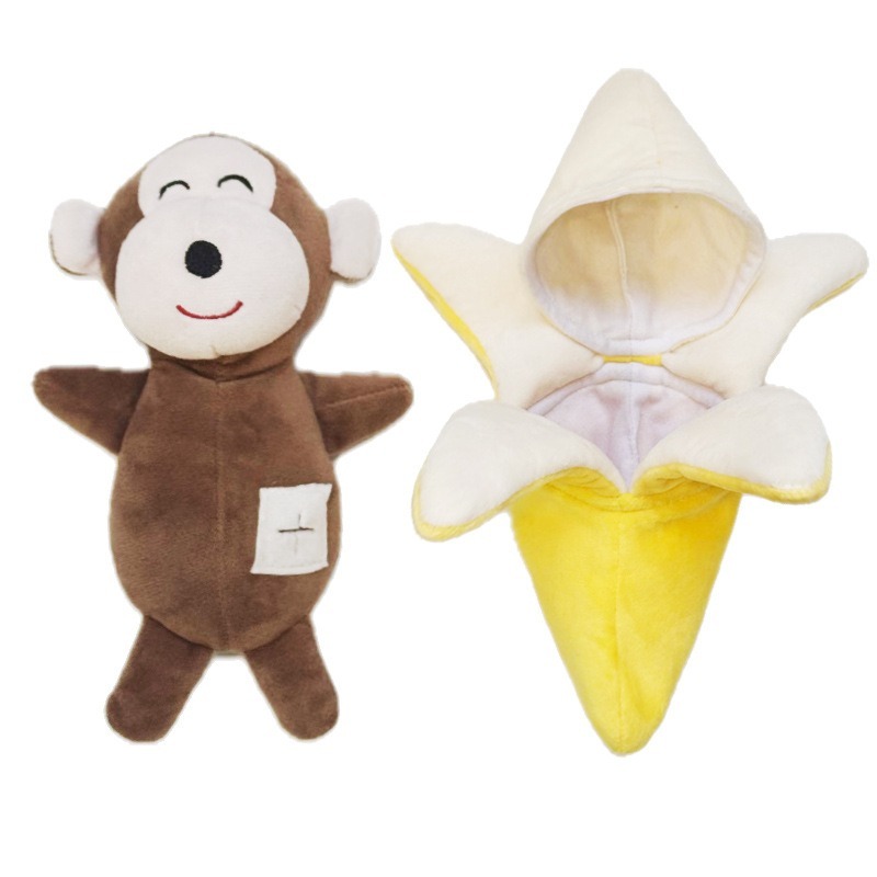 Plush Pet Toy Dog Sniff Toy Paper Sound BB Squeaky Toy Banana Monkey Carrot Rabbit