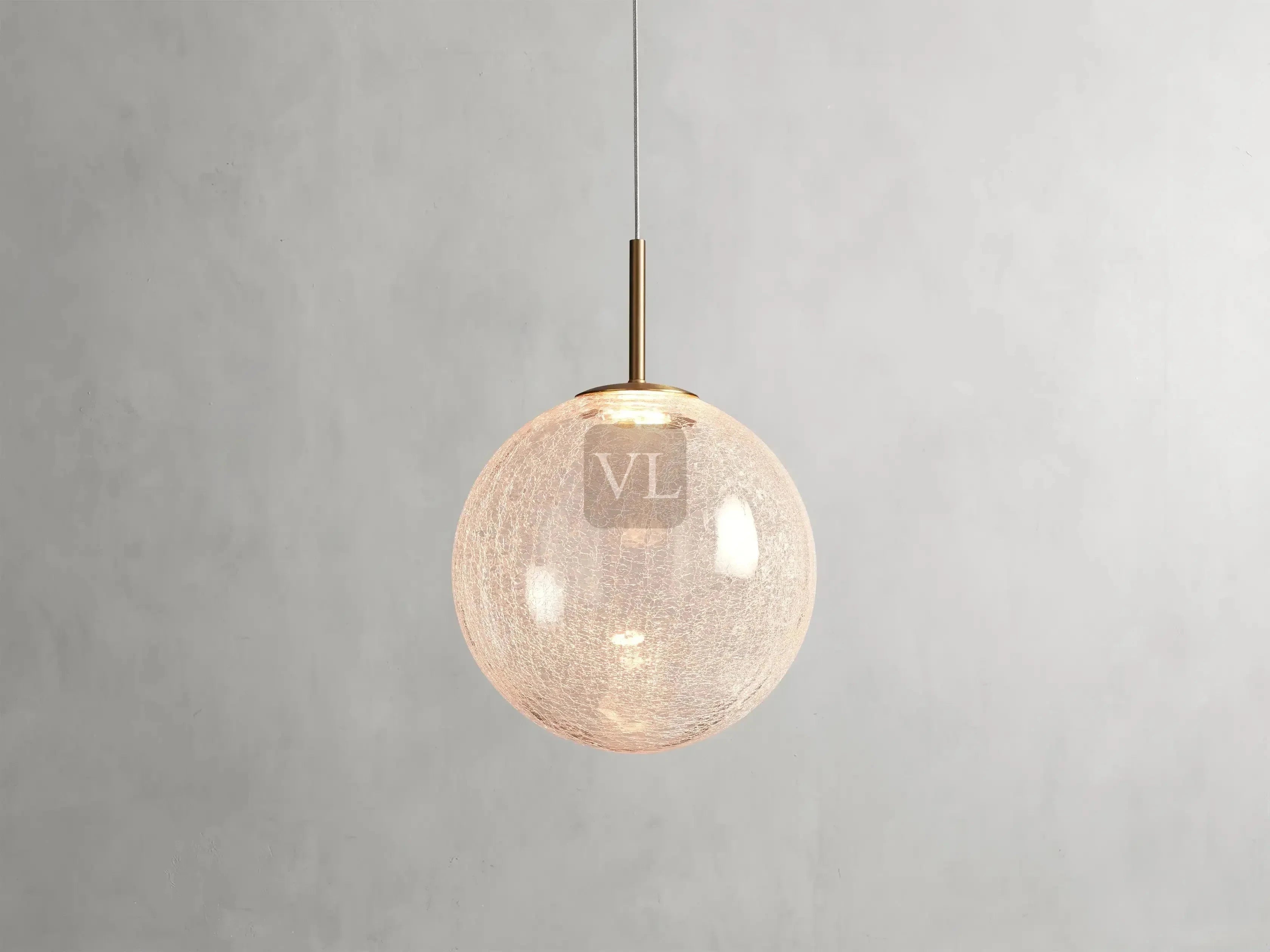 Elegant Crackle Glass Globe Pendant Light with Integrated LED