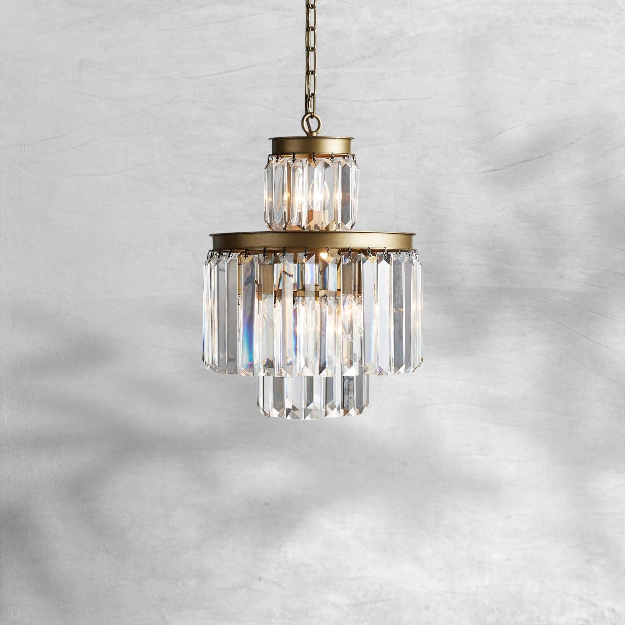 Leyland 6-Light Chandelier Faceted Glass Crystals Rustic Iron Frame
