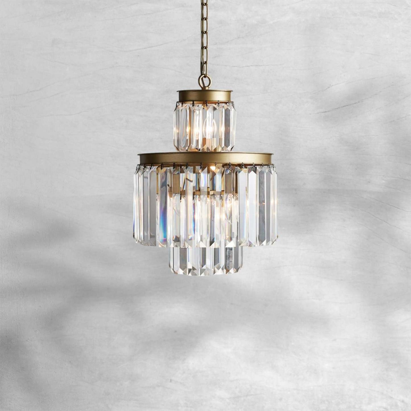 Leyland 6-Light Chandelier Faceted Glass Crystals Rustic Iron Frame