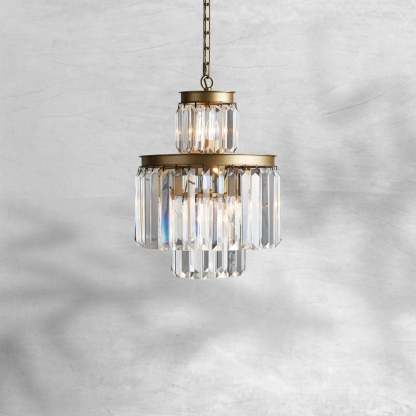 Leyland 6-Light Chandelier Faceted Glass Crystals Rustic Iron Frame